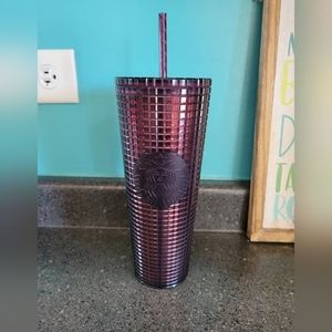 Starbucks 2020 Burgundy Grid Holiday Venti Tumbler (Cold Cup) - 24 oz